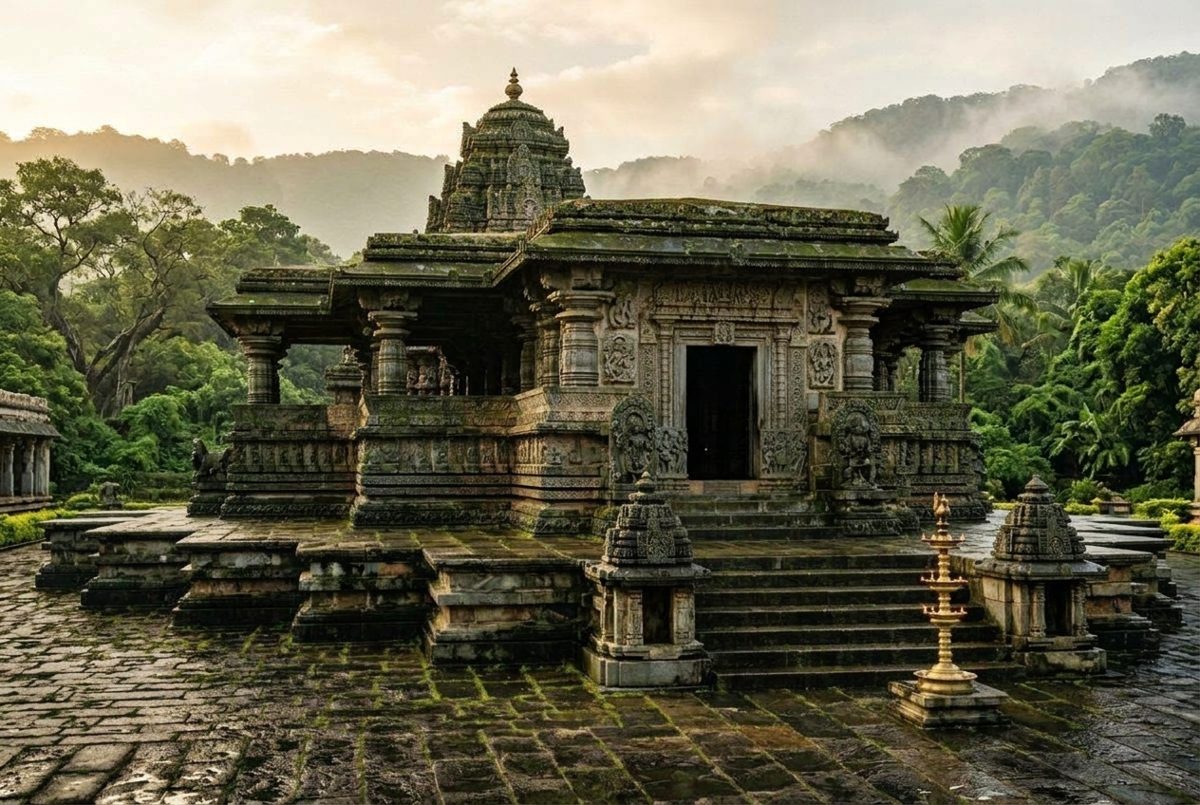 Temple Stone Steps & Pillars — before